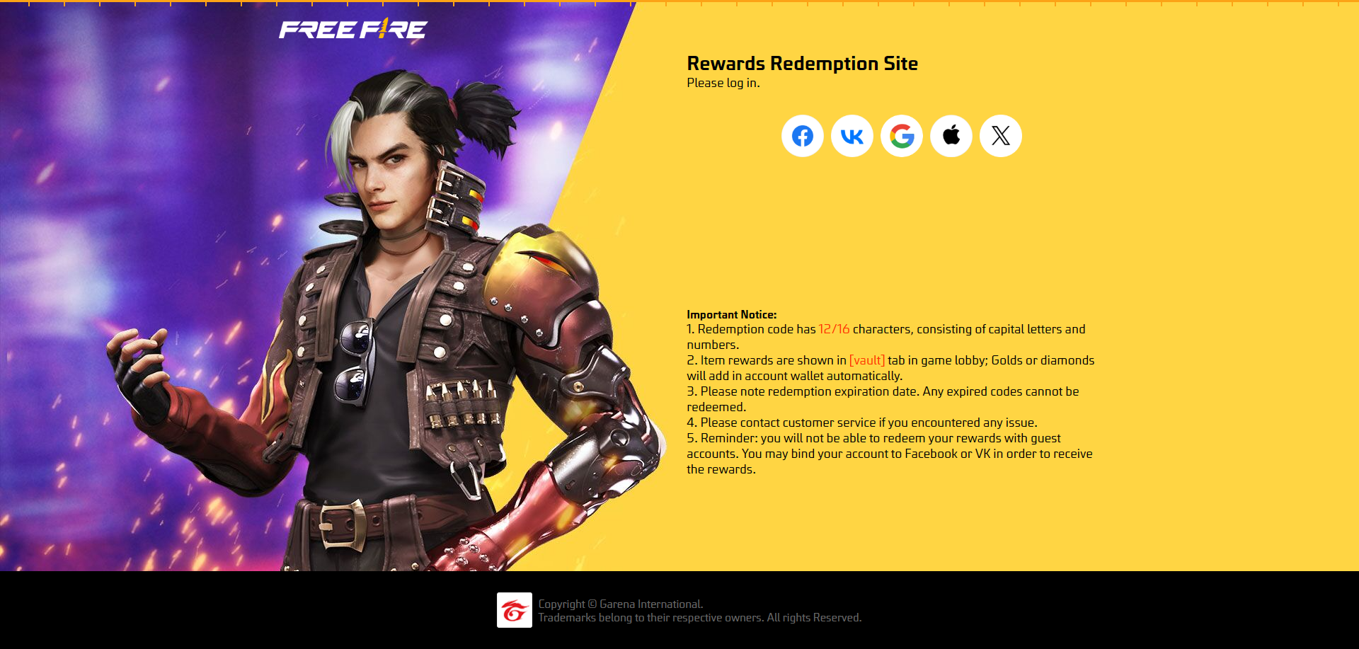 Free Fire MAX: redimir códigos para enero de 2025