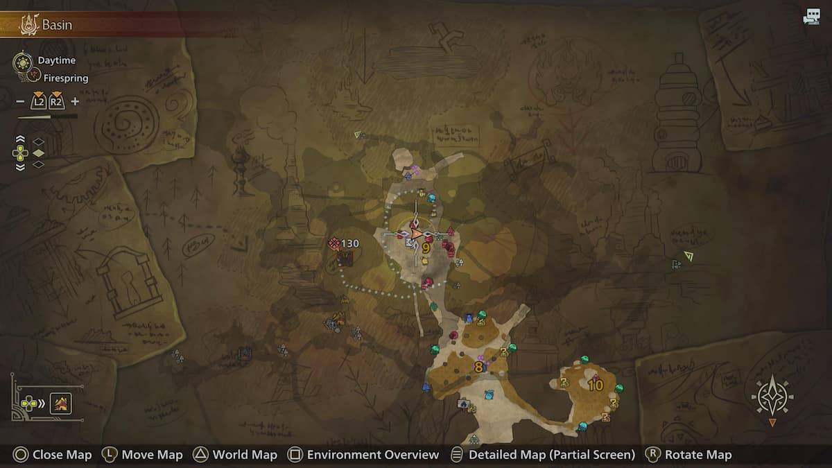 Mapa ng Oilwell Basin na nagpapakita ng ruta sa Zone 9