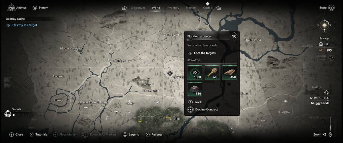 Assassin's Creed Shadows - interface ng kontrata