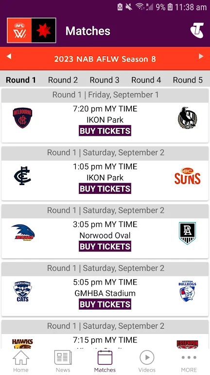 AFLW Official App Schermafbeelding 2