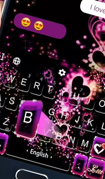 Sparkling Purple Heart Keyboard Theme Captura de pantalla 2