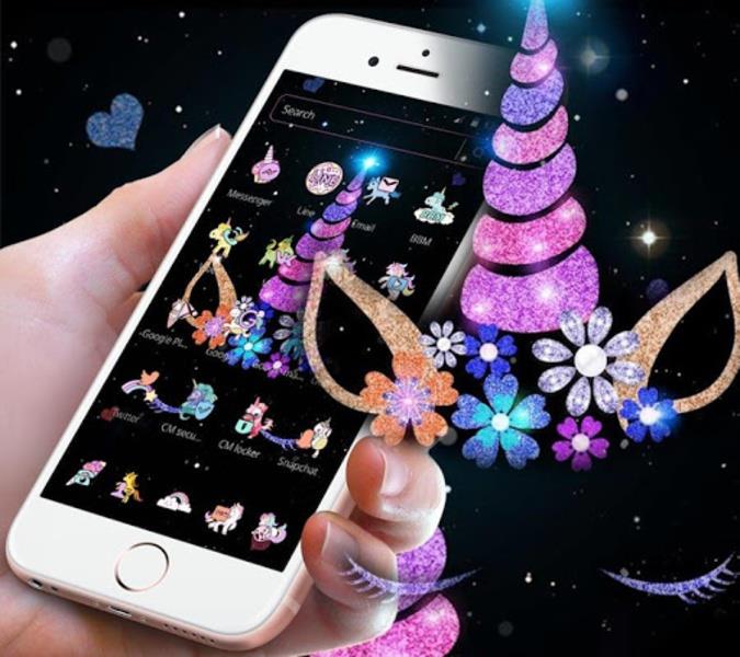 Night Star Unicorn Sparkling Theme Ảnh chụp màn hình 2