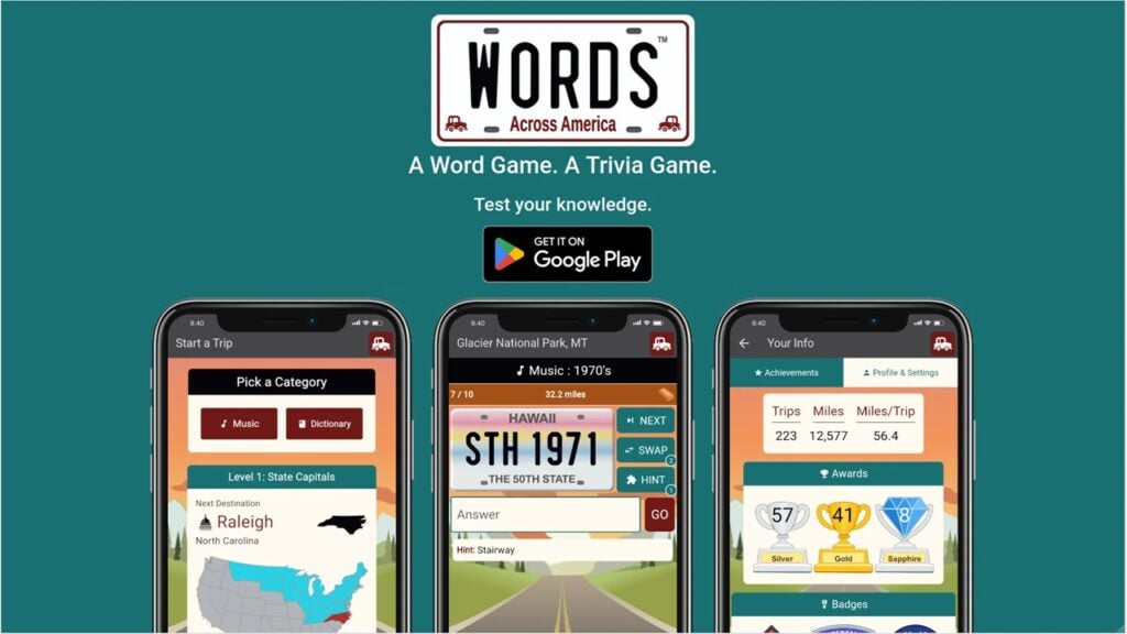 Mettiti in viaggio con Words Across America, una fusione di SongPop e Words With Friends!