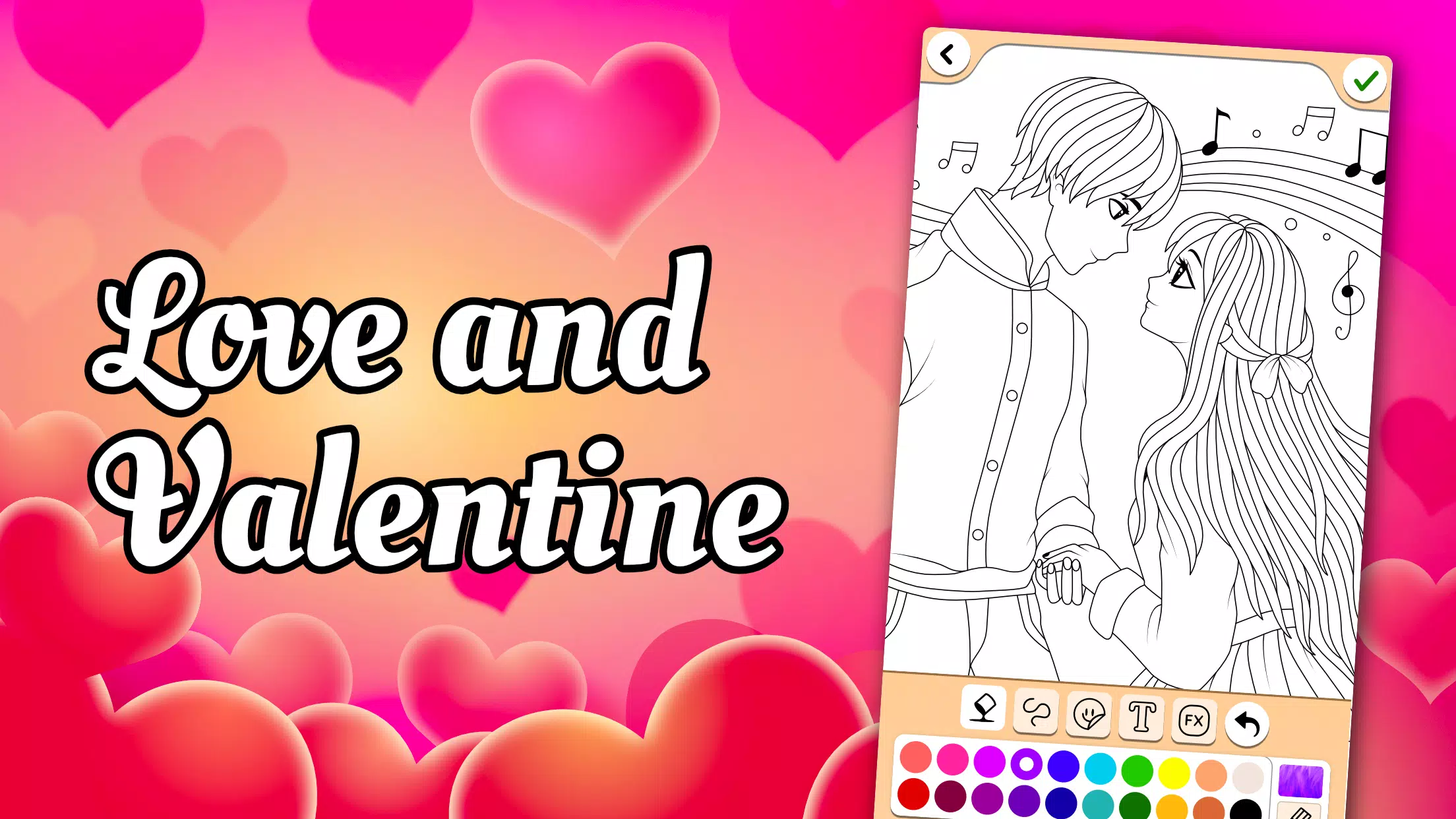 Valentines love coloring book ဖန်သားပြင်ဓာတ်ပုံ 0