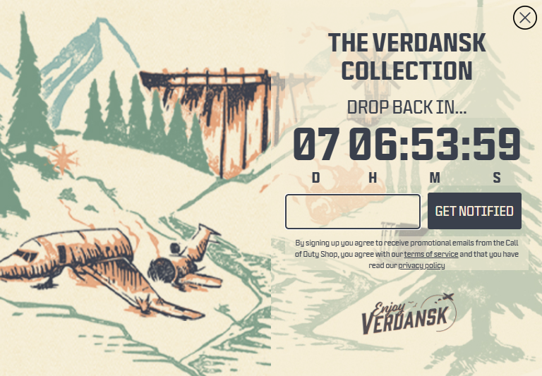 The official Call of Duty shop teases Verdansk's return to Warzone. Image credit: Activision Publishing.