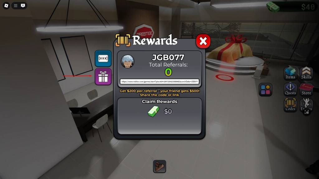 Người chơi tương tác với menu mã trong blockspin