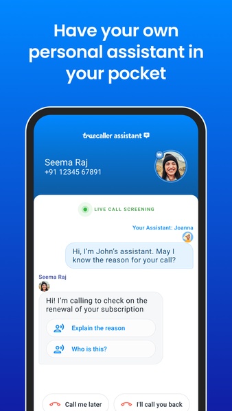 Truecaller：來電顯示、垃圾號碼攔截與通話紀錄 螢幕截圖 2