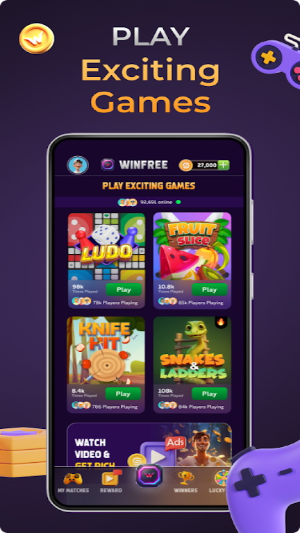 WinFree: Play & Earn WinCoins Schermafbeelding 1