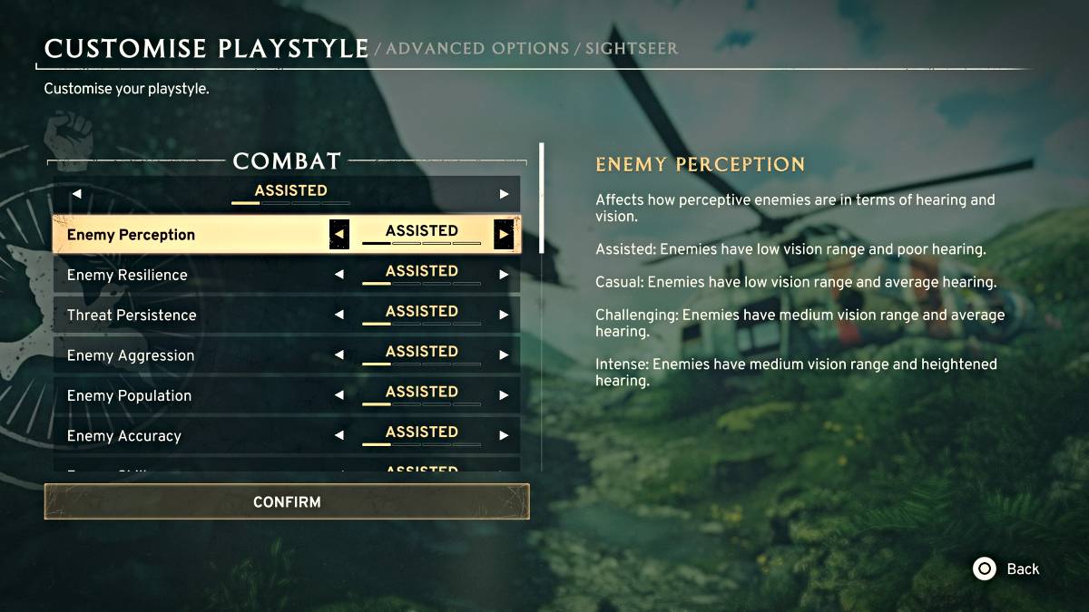 Меню настройки игрового стиля в Atomfall
