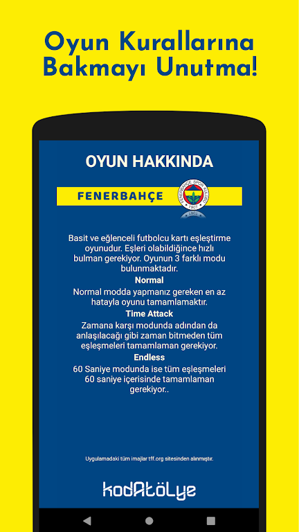 Fenerbahçe Futbolcu Kart Eşleştirme Oyunu Ảnh chụp màn hình 3