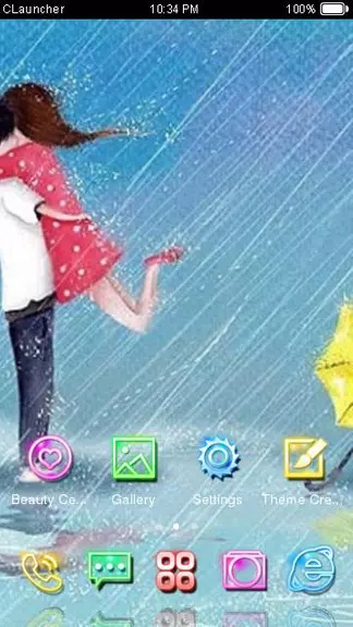 Cartoon Couple Sweet Theme HD Screenshot 1