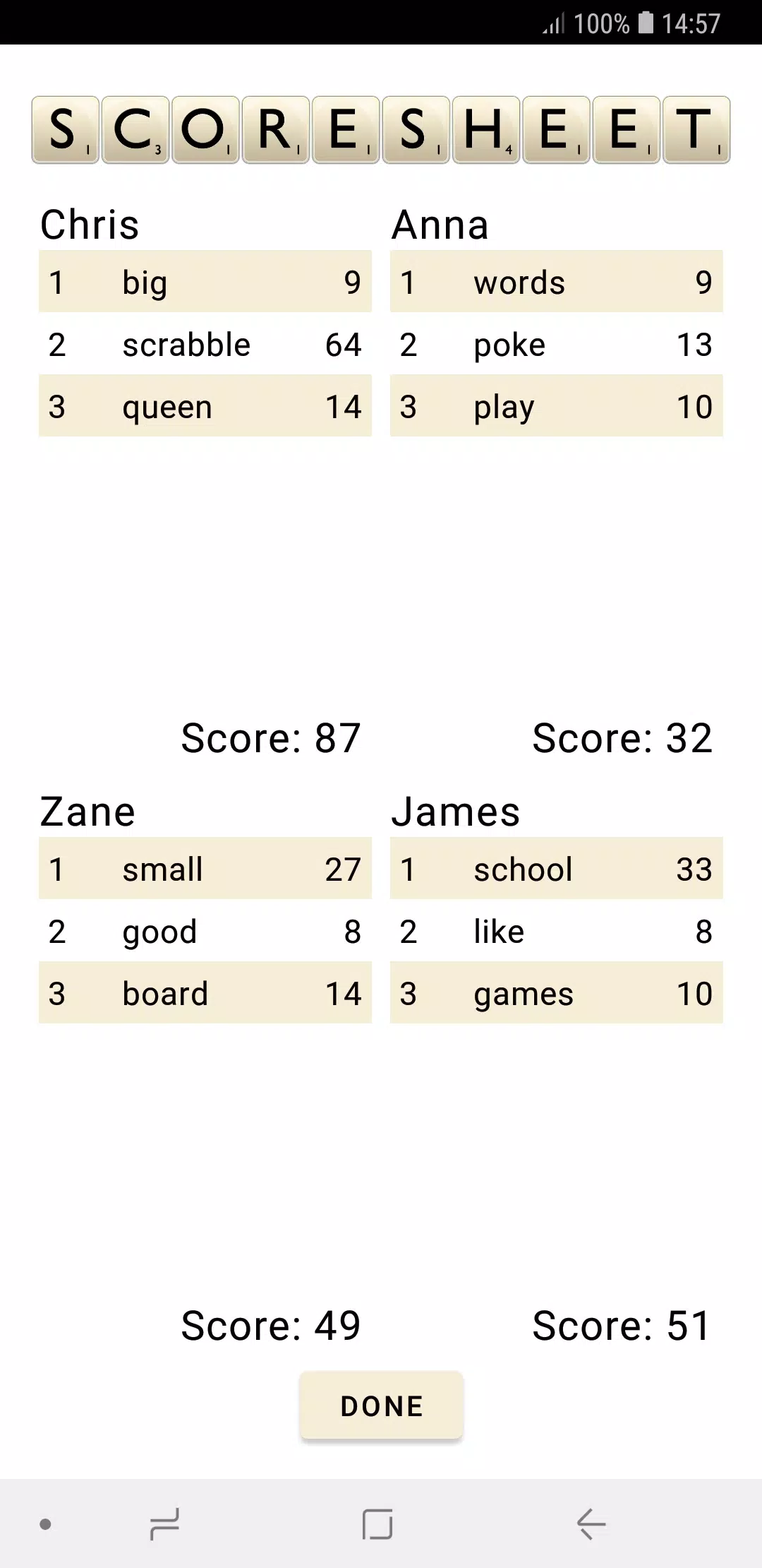 Scrabble Score Zrzut ekranu 3