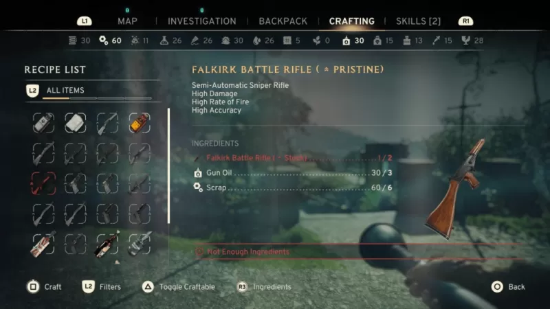 Weapon upgrade interface