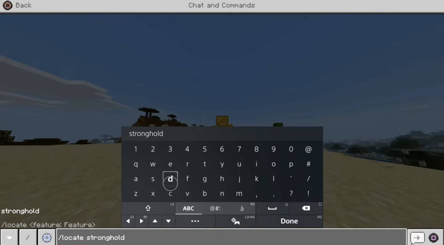 Interfaz de comandos de consola en Minecraft