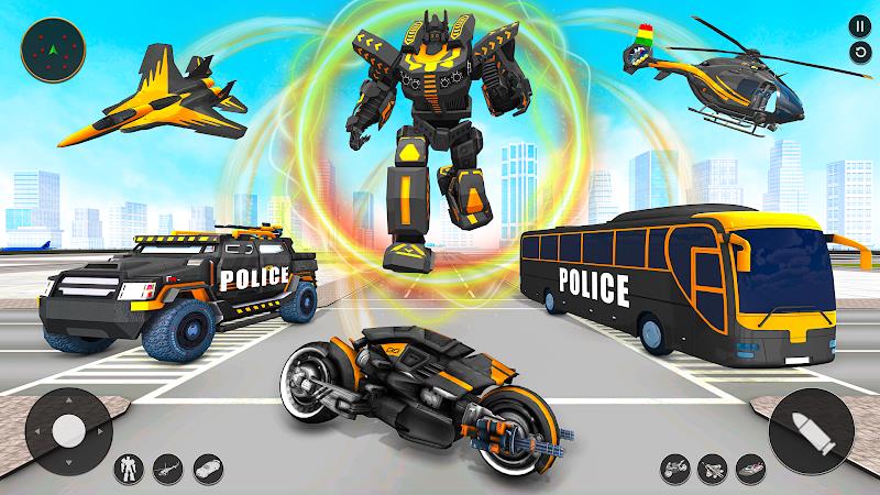 Police Bus Robot Bike Games Zrzut ekranu 1