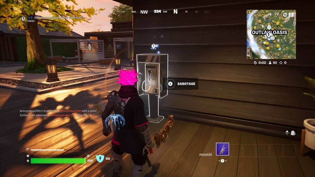 Pedido de telefone em Fortnite.