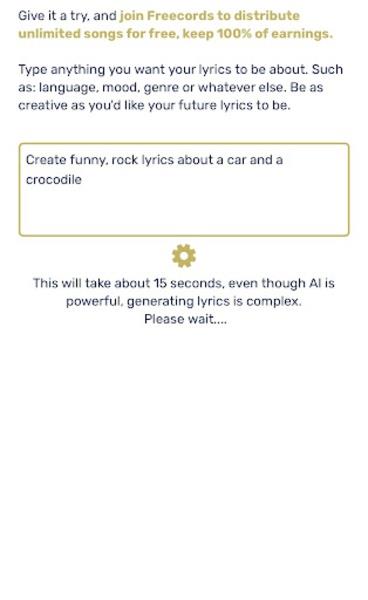 AI Lyrics Generator Screenshot 1