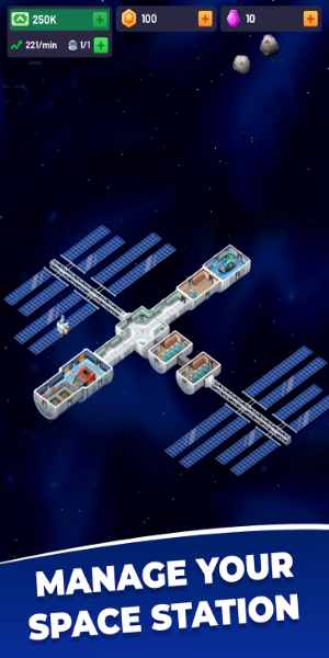 Idle Space Station-Tycoon» /></p>
<p><strong>Постройте свою космическую электростанцию:</strong> Начав скромно, стратегически управляйте своей растущей космической станцией и командой.  Распределение ресурсов и управление персоналом являются ключом к успеху.</p>
<p><strong>Потрясающая 3D-графика:</strong> Погрузитесь в захватывающую дух графику и плавную анимацию, которые оживят вашу космическую станцию.  Детализированные 3D-модели создают захватывающий и реалистичный опыт.</p>
<p><strong>Стратегический выбор, галактическое влияние:</strong> Каждое решение влияет на судьбу вашей империи.  Расширение требует тщательного балансирования ресурсов и оценки рисков для оптимального роста.</p>
<p><strong>Пассивный доход — зарабатывайте, пока вас нет:</strong> Получайте доход даже в автономном режиме.  Ваша космическая станция продолжает расширяться и приносить доход, даже когда вы не играете активно.</p>
<p><img src=