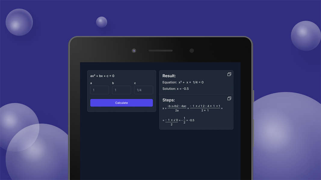 Quadratic Formula Calculator Screenshot 0