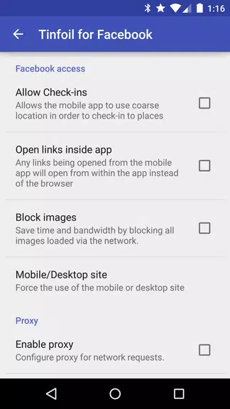 Tinfoil for Facebook Screenshot 2