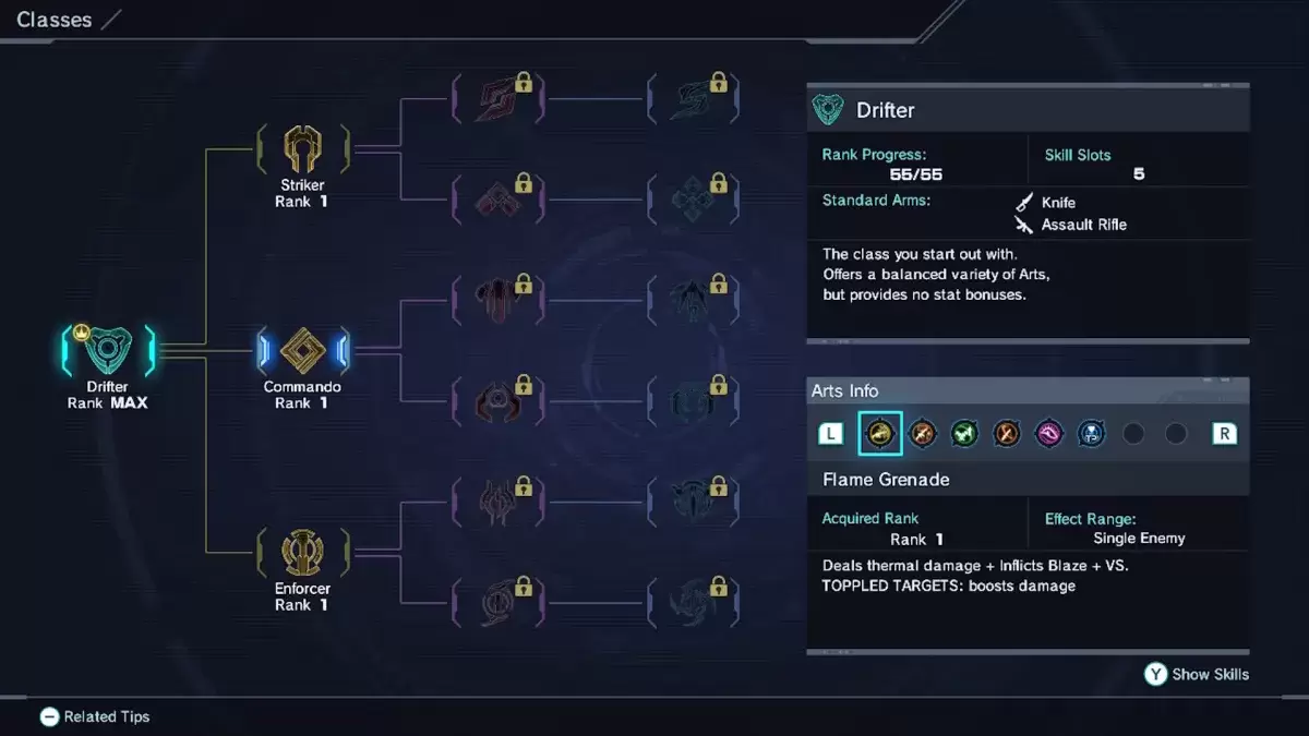 L'opzione Classe Drifter in Xenoblade Chronicles X