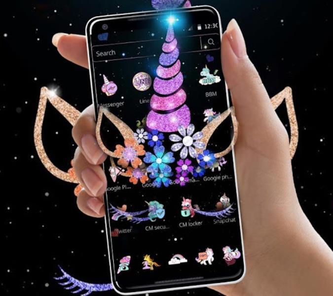 Night Star Unicorn Sparkling Theme Ảnh chụp màn hình 0