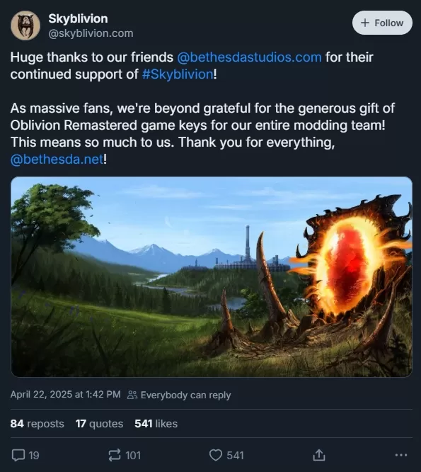 Bethesda übergibt Skyblivion-Team remasterte Oblivion-Schlüssel