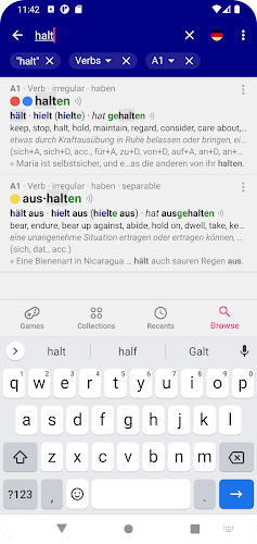 Verbs German Dictionary Zrzut ekranu 1