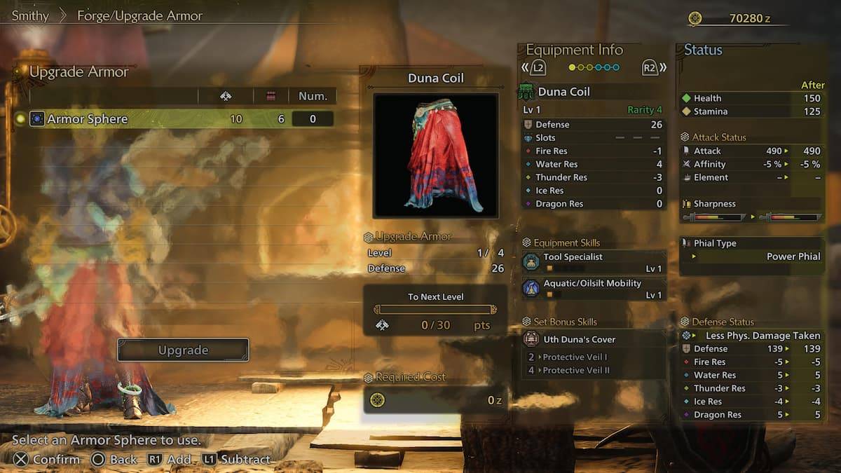 Upgrading Armor with Armor Spheres in Monster Hunter Wilds