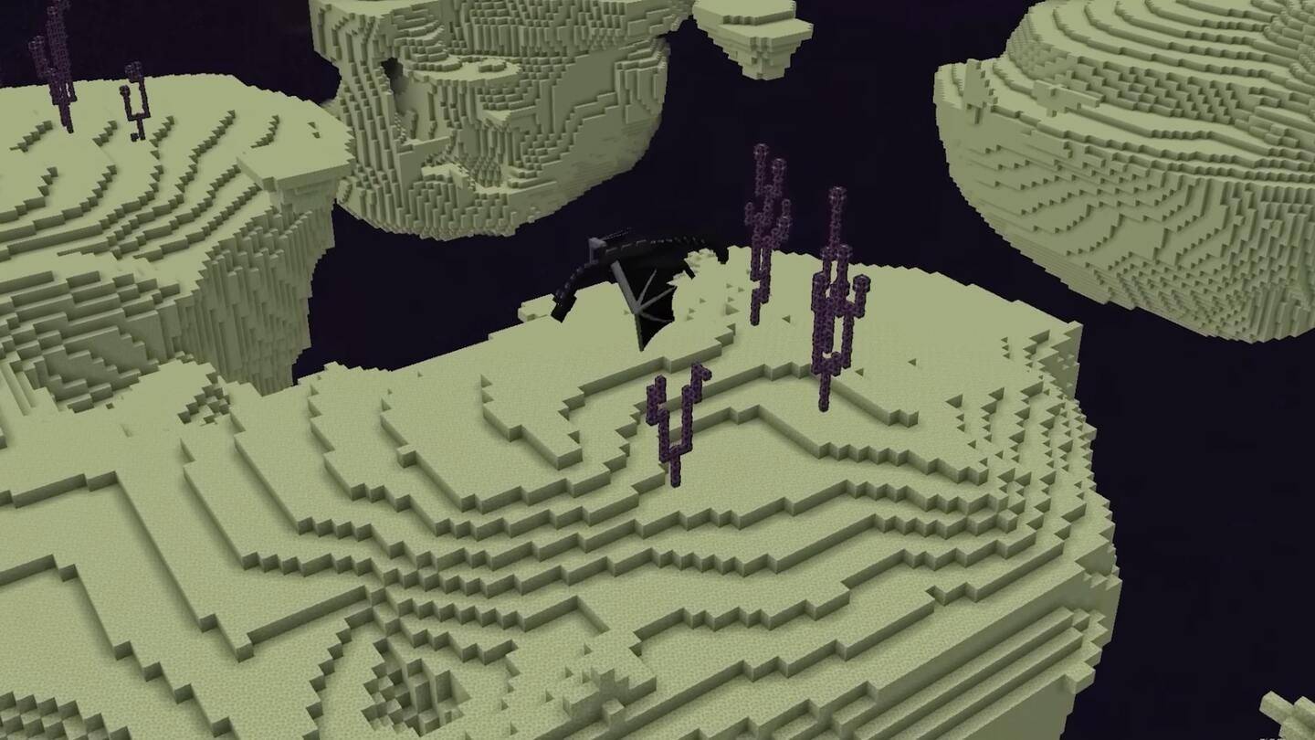 Batalla contra el Ender Dragon en Minecraft
