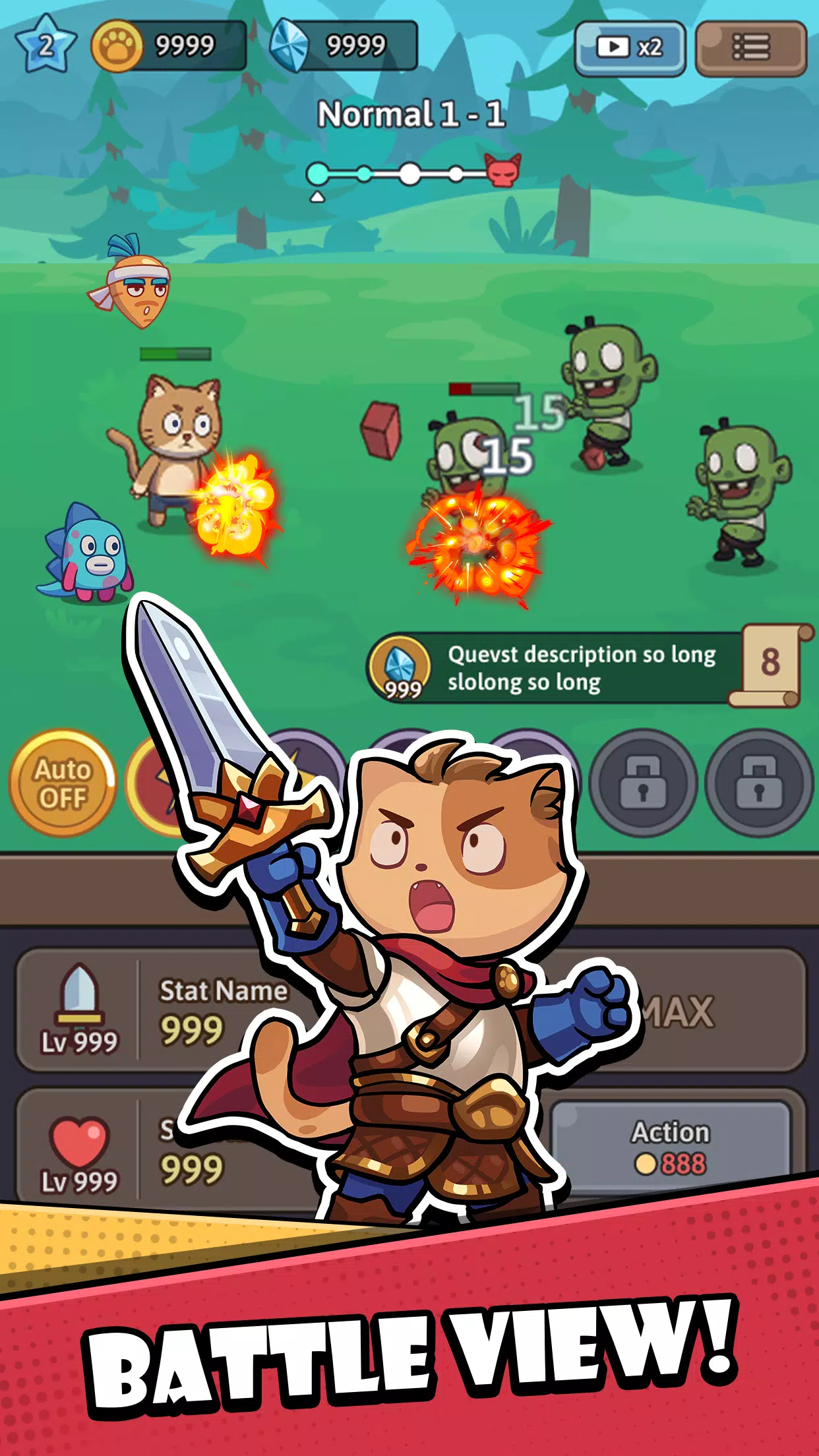 Cat Hero: Idle RPG War 螢幕截圖 0