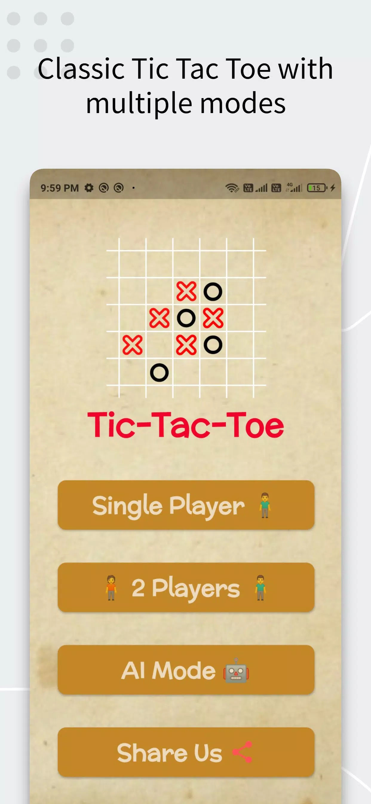 Tic Tac Toe AI Game ဖန်သားပြင်ဓာတ်ပုံ 0